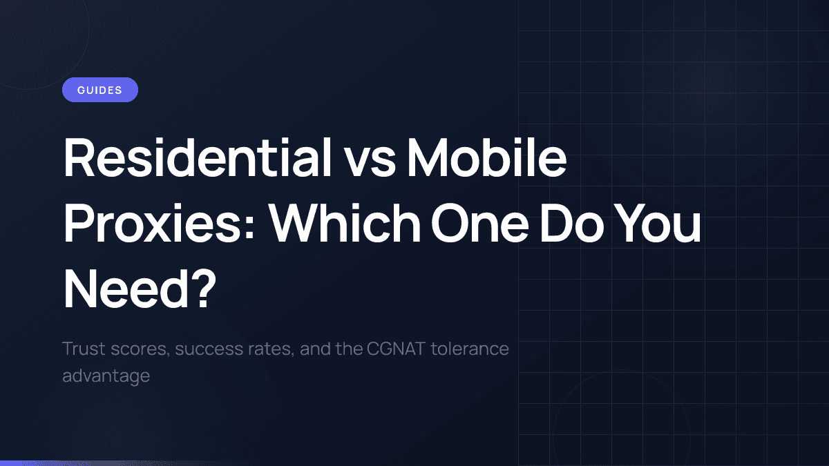 Comparison of residential and mobile proxy architectures and trust levels.